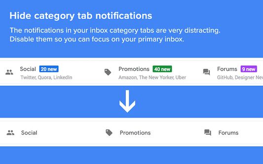 Disable the notifications in your inbox category tabs so you can focus on your inbox.