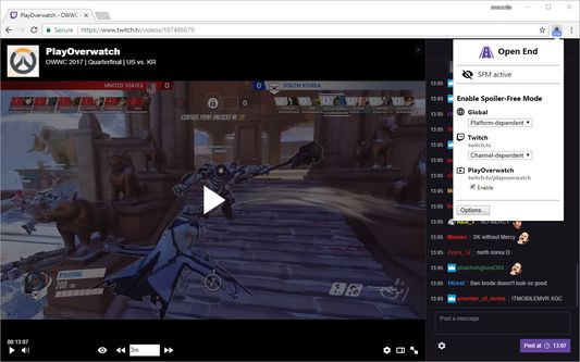 Spoiler-Free Mode on a Twitch video