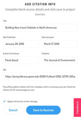 Keep track of sources and save citation information.