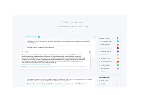 Analyze and reorganize content in the Project Outline.