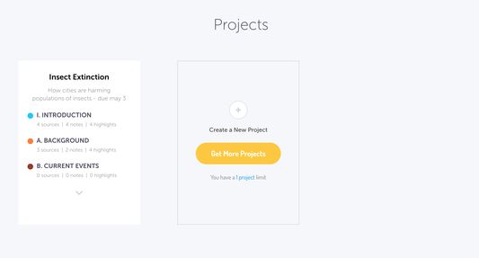 View your projects and create new projects from the Project Dashboard.