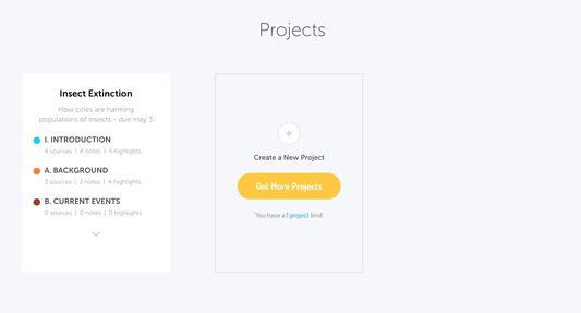 View your projects and create new projects from the Project Dashboard.