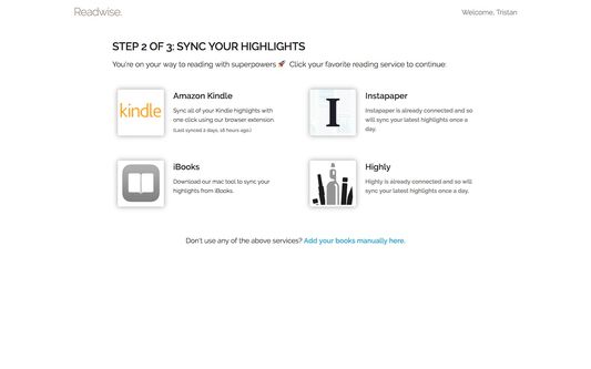 The sync overview page before syncing your highlights.