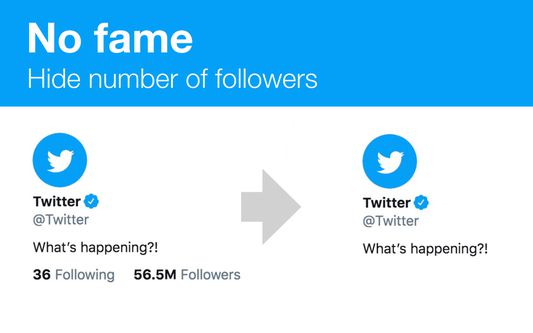No fame: Hide number of followers and following count