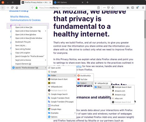Context menu Search