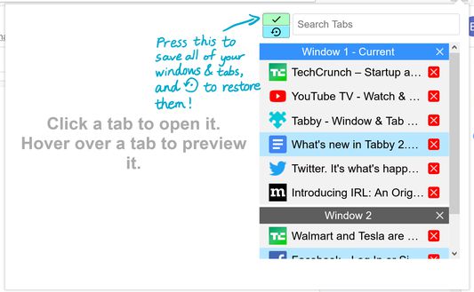 Want to take a break from browsing? You can also save every tab and window and get back to it later.