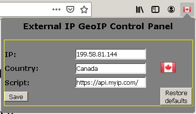 Popup display you IP and country name