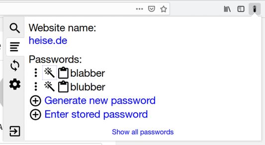 Passwords for a site
