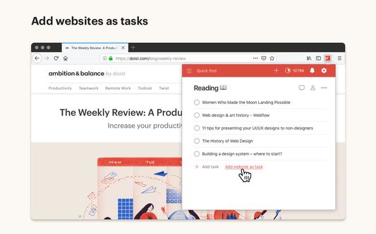 Add websites as tasks