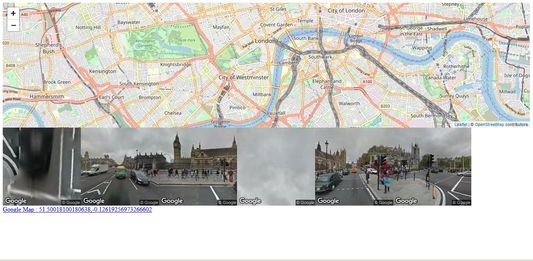 Map and street view in London