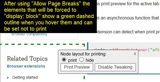 Floating Tweak Panel to hide unwanted elements made visible by Allow Page Breaks (version 1.1)