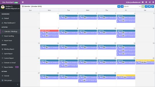 Display meeting entries from Google Calendar if integrated. Allow you to add worklog just by drag and drop. Automatically create worklog for meetings just with one click. View shortage in worklogs if any.