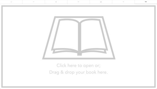 Open an ebook by dropping the file into the window or by clicking the window and picking the file.