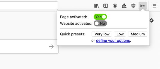Enable or disable extension for a page or a website.