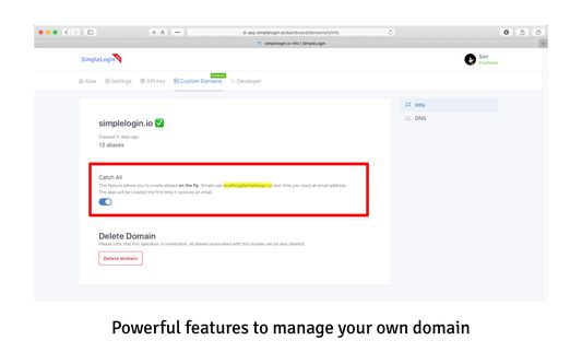 Create aliases with your own domain.