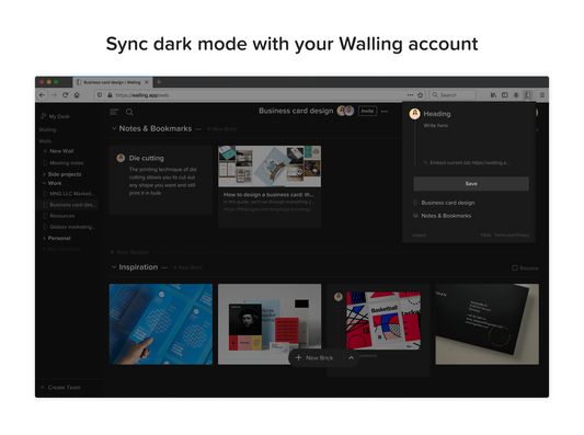 Sync dark mode with your Walling account