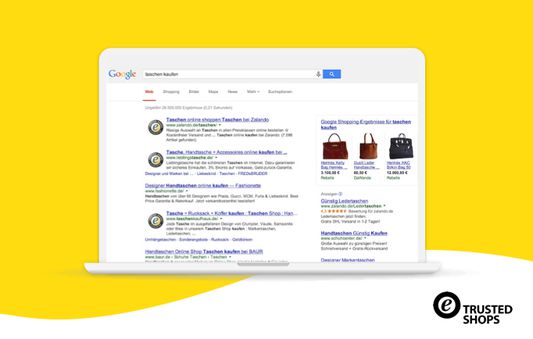 Mit der offiziellen Google Chrome Erweiterung von Trusted Shops sehen Sie bereits auf den Suchergebnisseiten, welche Online-Shops das Gütesiegel von Trusted Shops tragen und Ihnen damit auch den umfassenden und von der Zahlungsart unabhängigen Käuferschutz bieten.