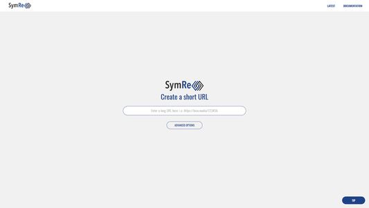 SymRe - URL shortener homepage