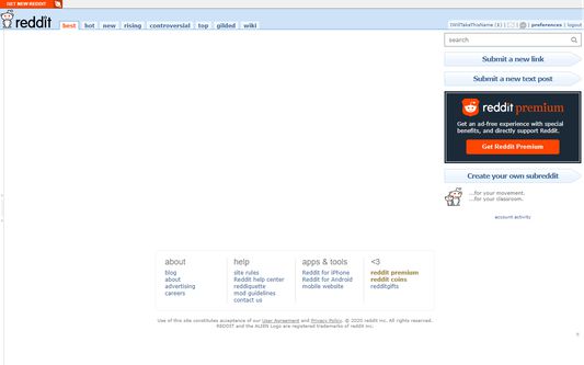 Old reddit with front page blocking enabled.
