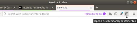 Click the extension icon to create a new temporary container.