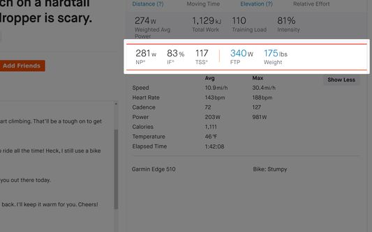 Overview stats: See and change the FTP and weight of any athlete.