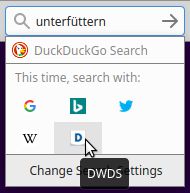 DWDS unter den Suchmaschinen hinzugefügt