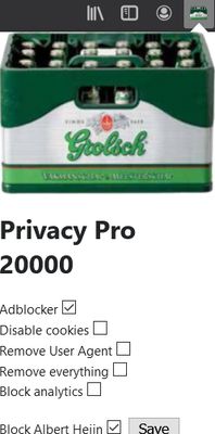 The menu of the privacy pro 20000