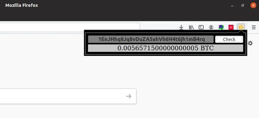 The add-on showing the balance of an address