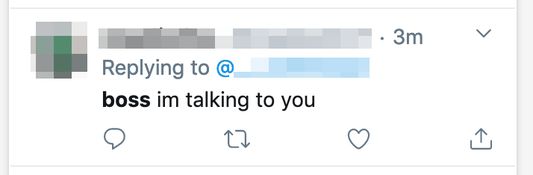 Twitter quote, "boss I'm talking to you"
