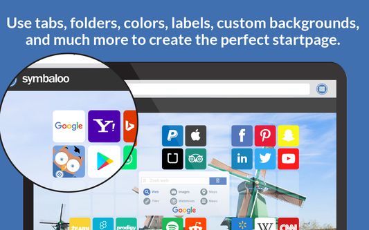Use tabs, folders, colors , custom backgrounds and much more to create the perfect startpage