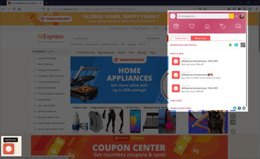Shopping & Tracking For AliExpress Receive notifications about periodical promotions and discounts