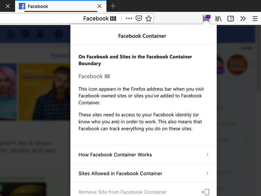 Facebook Container extension prevents Facebook tracking in Firefox