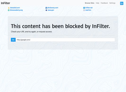 Browse Sites feature to browse "Favorites" from block screen.  (Show me the sites I can access)