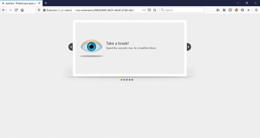 Shows eye exercises at the preset time.