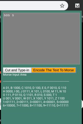Morse output along with the text by flicking buttons and  sound !
