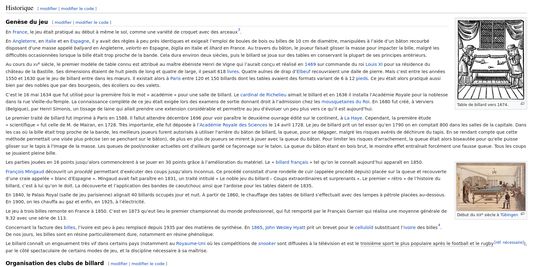 Example: The French "Billard" wikipedia page without Beaujeu-ify
