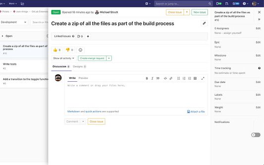 Expanded details sidebar on a GitLab board