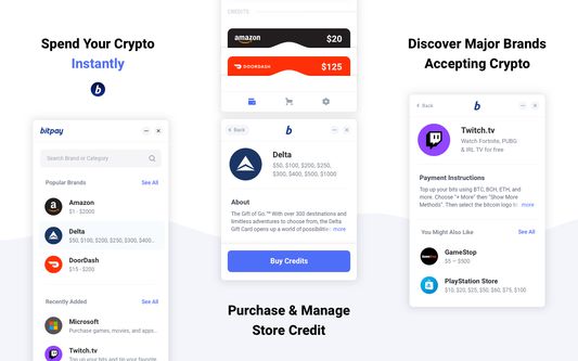 Spend crypto, manage store credits, discover brands using crypto