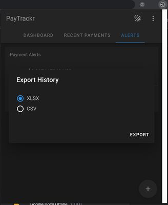 Export micropayments history to csv/xlsx