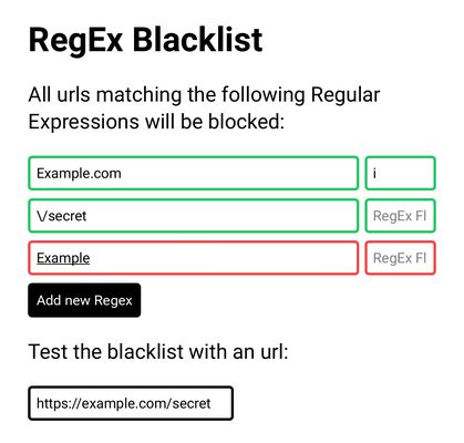 RegEx Blacklist settings on Firefox for Android