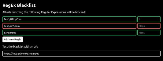 RegEx Blacklist settings on Firefox Desktop