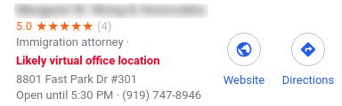 Flagging of a virtual office location.