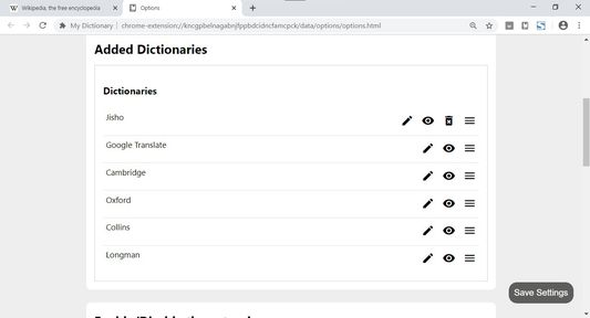 Added dictionaries