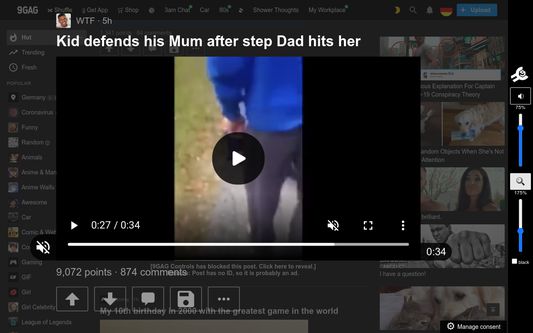 9GAG Controls How a zoomed video looks like. Much easier to watch.