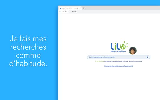 La page d'accueil du moteur de recherche solidaire Lilo