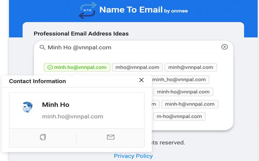 Once email address has been found, click on it and it will be copied into your clipboard