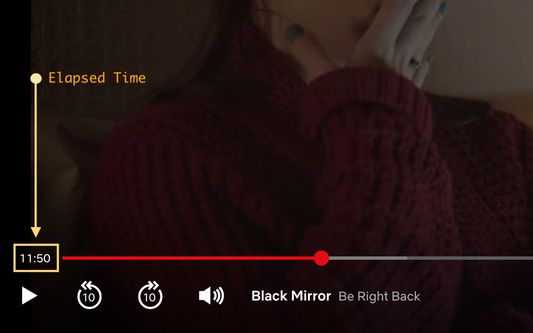 Screenshot of Netflix with Netflix with Elapsed Time activated.