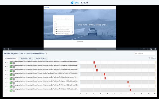 Screencast of user actions synched with developer console logs