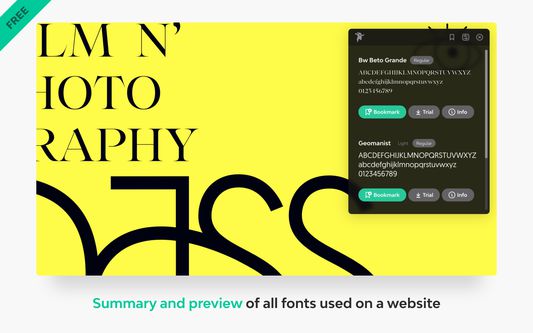 Summary and review of all fonts used on a website