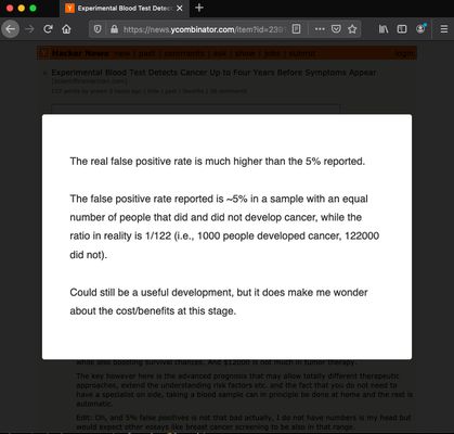 Reader mode for a comment on HackerNews.